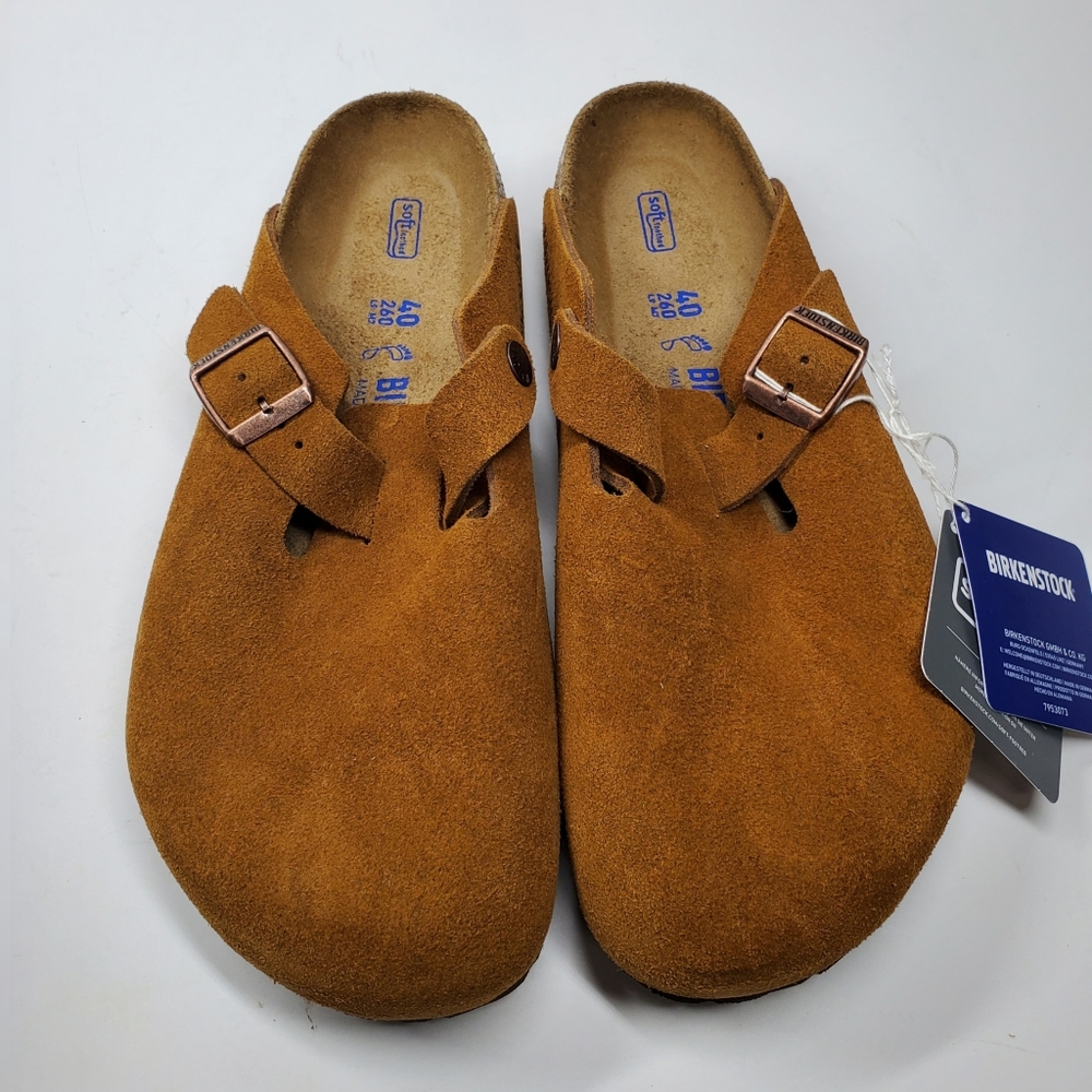New Birkenstock Boston Mink Brown Suede Leather Clogs